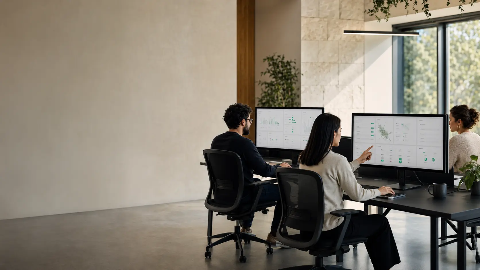 A managed team actively reviewing AI data and model outputs